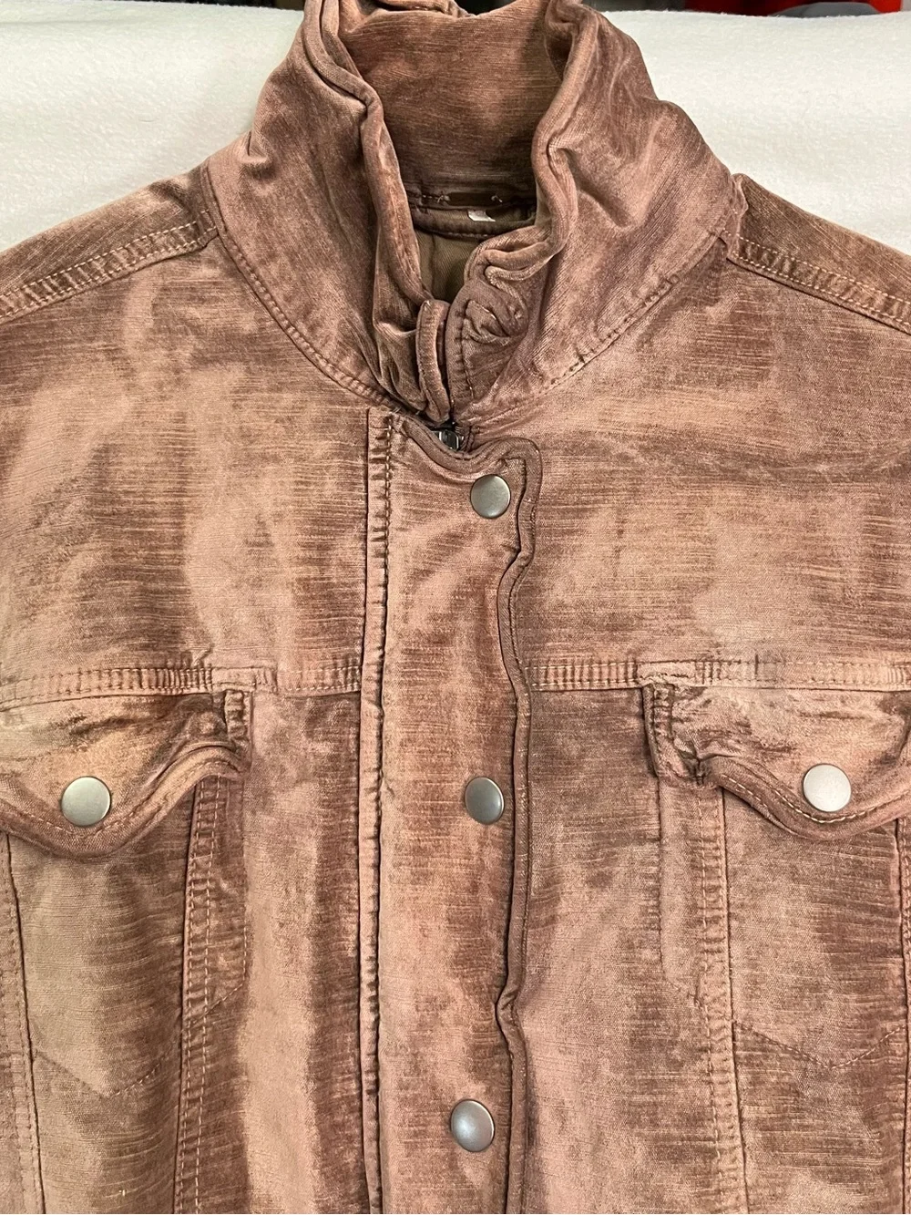 Rose Mauve Free People Crushed VELVET Trucker Oversized Slouchy Jacket XS
